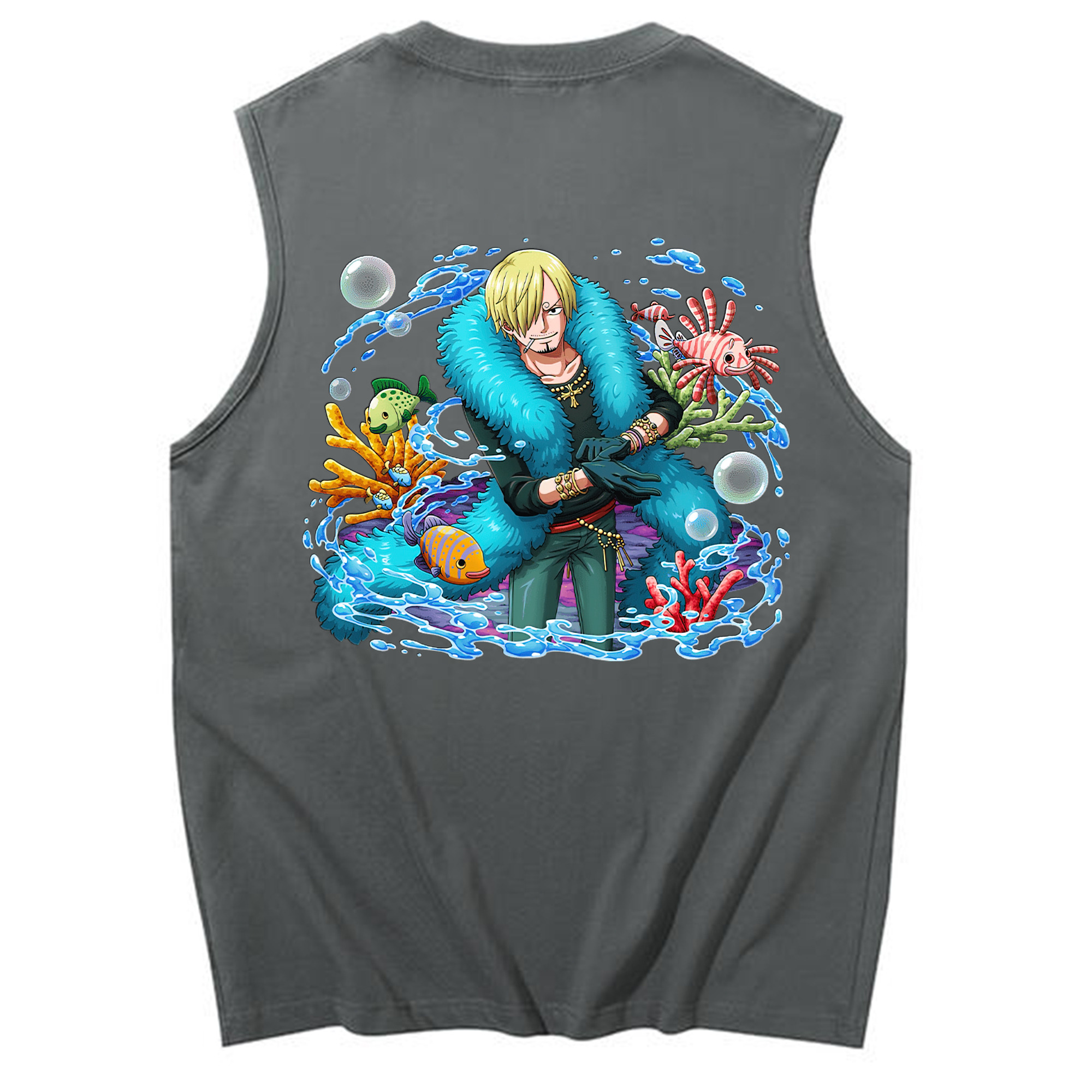 （画像用） ワンピース サンジ ONE PIECE Sanji コットン100％タンクトップ（背面プリント）